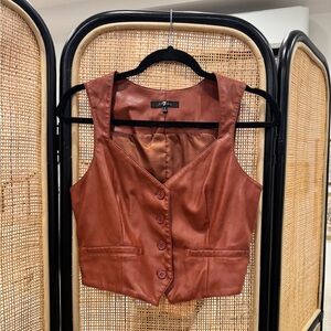 7 For All Mankind Brown Vegan Leather Vest